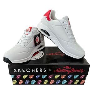 Skechers Street x The Rolling Stones Uno Sneakers White and Red Women’s Size 8.5